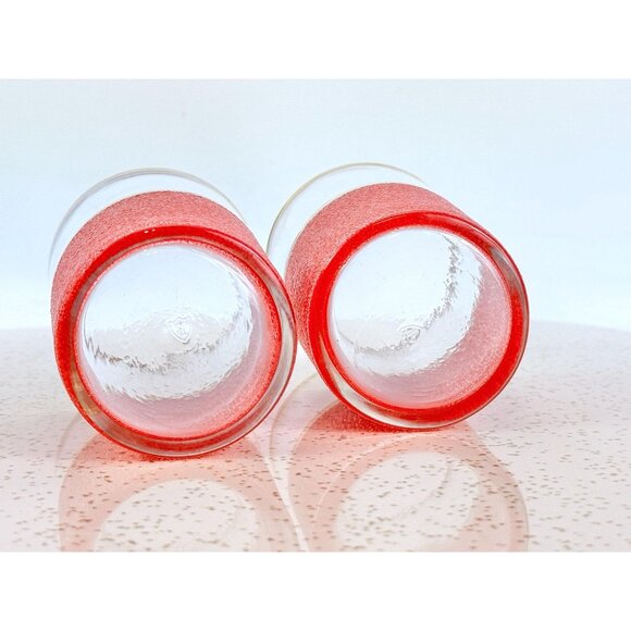 Vintage 60s pair tumblers, tangerine orange, peel skin textured, Federal Glass - Picture 9 of 10